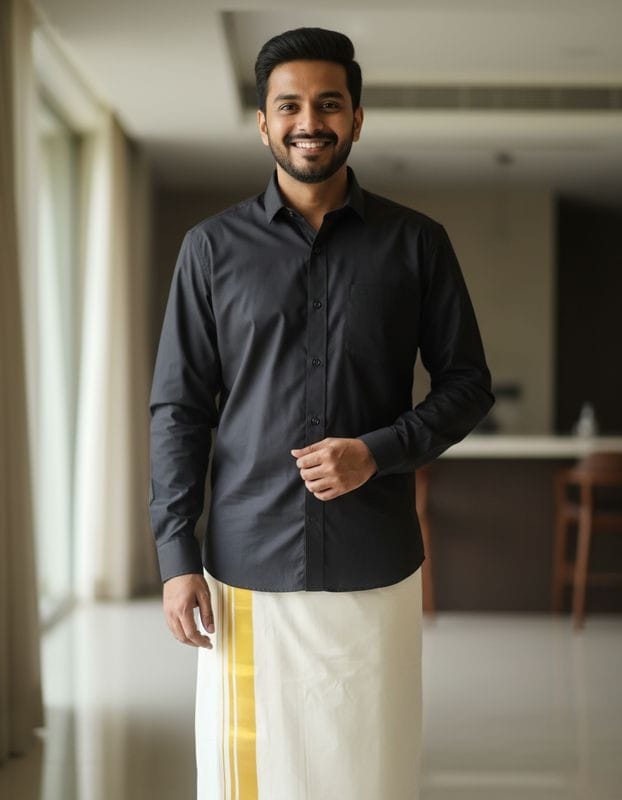 Special Cotton Black Shirt Full Sleeves for Men